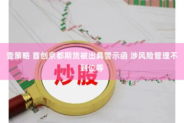 壹策略 首创京都期货被出具警示函 涉风险管理不到位等